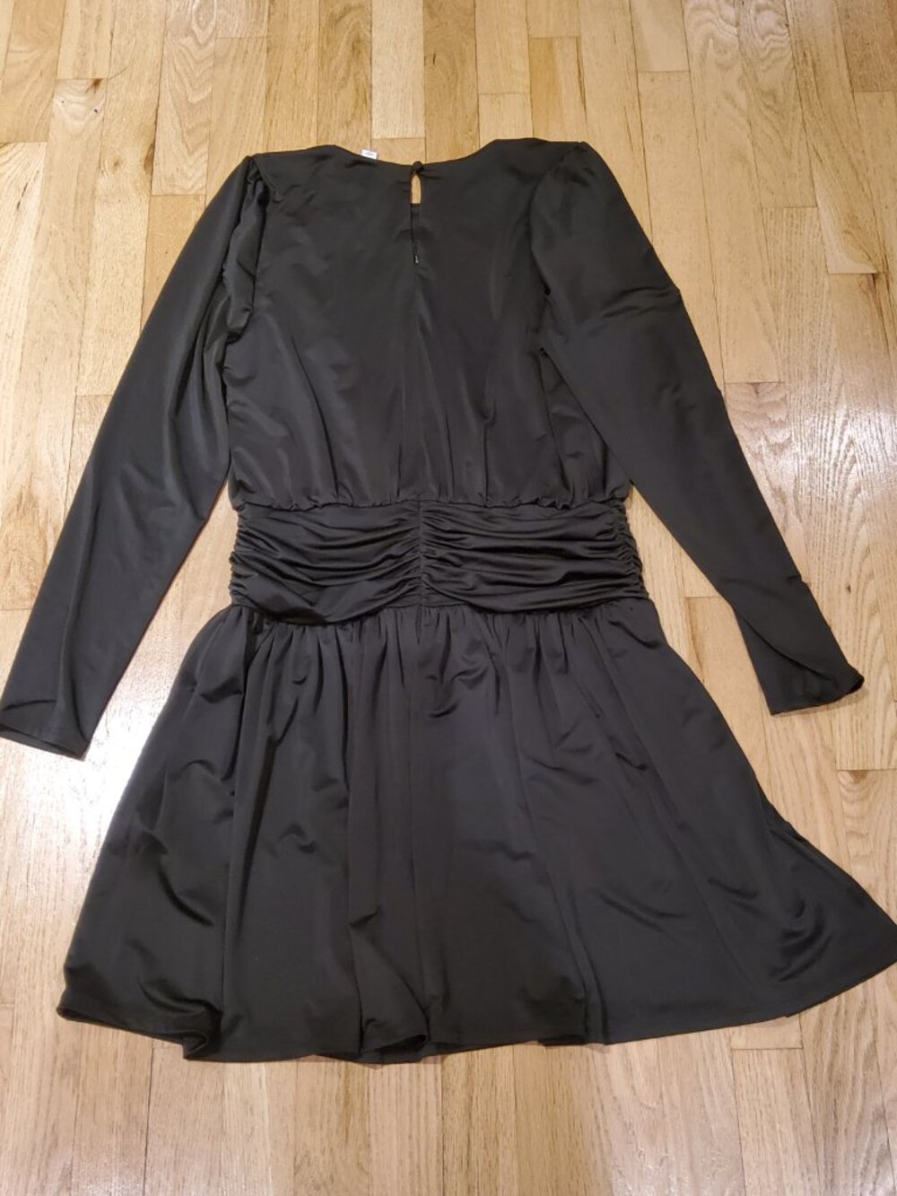 NWOT Bar III Women's Ruched Mini Dress Deep Black Long Sleeve Size M - Picture 2 of 7